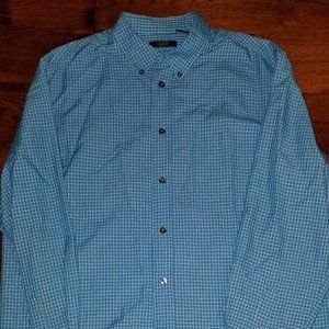 Men's Casual Blue Checkered Button Down Shirt